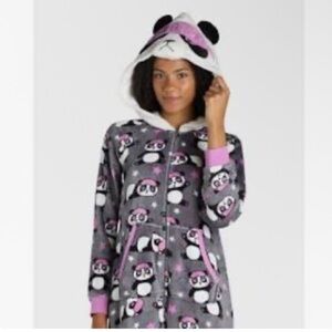 Holiday Time Panda Lounger Hood Sizes XL 16 18 zipper front kangaroo pocket NWT